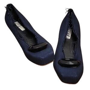 Marc Jacobs Navy Blue Ballet Flats Jeweled Raw Hem Business Casual - 6.5 or 37.5
